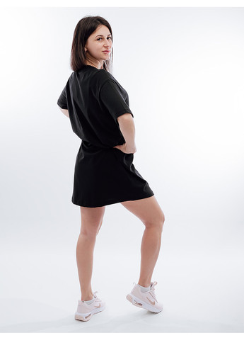 Черное спортивное женское платье w nsw essnt rib dress bycn черный Nike однотонное
