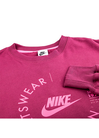 Женский Свитшот W NSW FLC OS CREW PRNT SU Розовый Nike - крой однотонный розовый спортивный - (262600107)