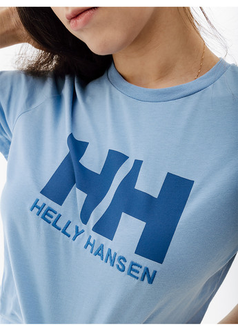 Голубая демисезон женская футболка hely hansen w hh logo t-shirt голубой Helly Hansen