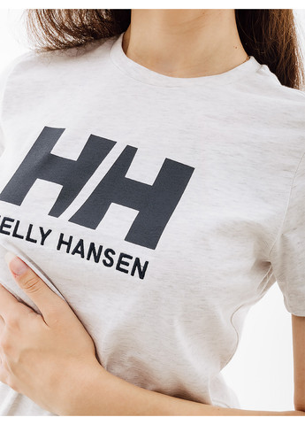 Серая демисезон женская футболка hely hansen w hh logo t-shirt серый Helly Hansen