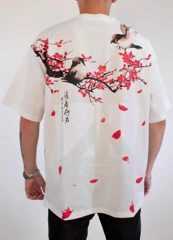 Комбінована чоловіча футболка cherry blossoms white No Brand