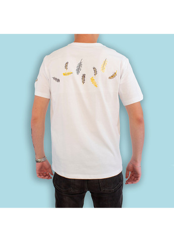Комбинированная мужская футболка feathers white No Brand