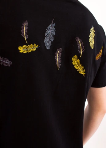 Комбінована футболка feathers black No Brand