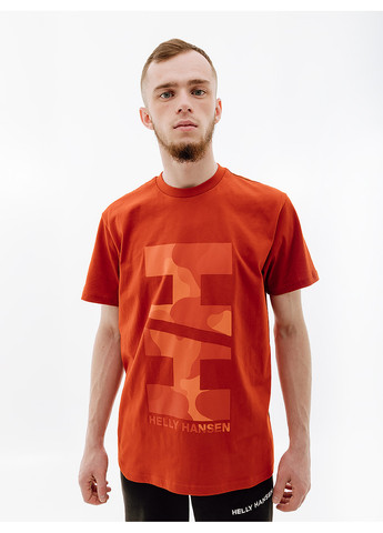 Оранжевая мужская футболка ove cotton t-shirt оранжевый Helly Hansen