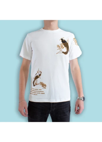 Комбинированная мужская футболка carp poems white No Brand