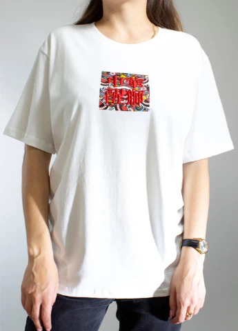Комбінована чоловіча футболка flaming white No Brand