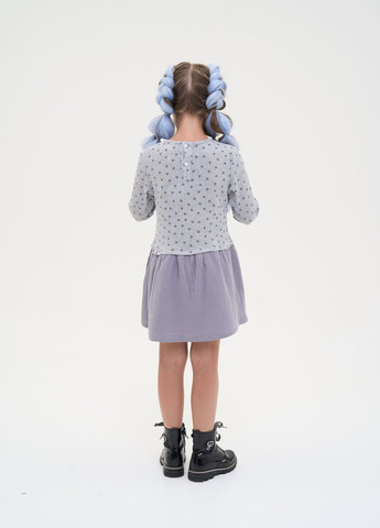 Сіра комбіноване плаття з довгим рукавом та помпонами на грудях Yumster (262445398)