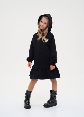 Чёрное теплое детские платье с капюшоном Yumster (262445405)