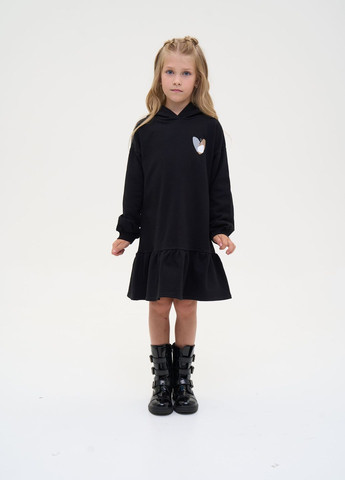 Чёрное теплое детские платье с капюшоном Yumster (262445405)