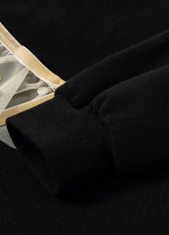 Yumster стильный свитшот со вставкой из фатина однотонный черный кэжуал полиэстер