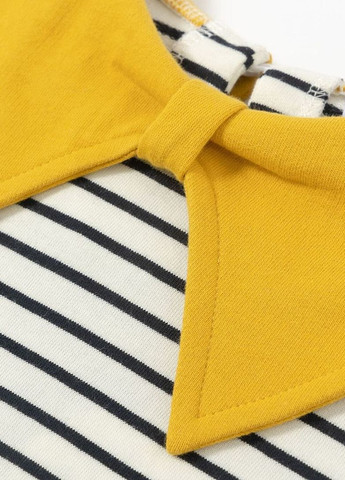 Yumster свитшот полосатый с желтым воротником в виде банта полоска белый повседневный хлопок