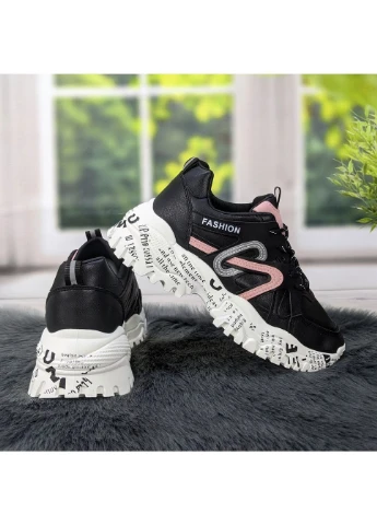 Кроссовки женские на объемной подошве Fashion чёрные демисезоны (262596867)