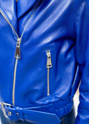 Синя демісезонна жіноча шкіряна куртка весна Fabio Monti