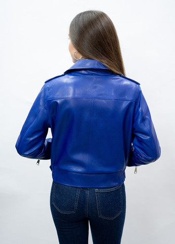 Синяя демисезонная женская кожаная куртка весна Fabio Monti