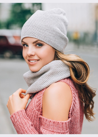 світло-бежеві шапка і хомут рельєфної в'язки Dressa (262448052)
