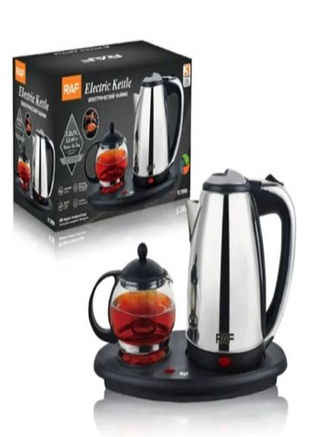 Электрический чайник с заварником на подставке R-7899 из нержавеющей стали Серый RAF (262448837)
