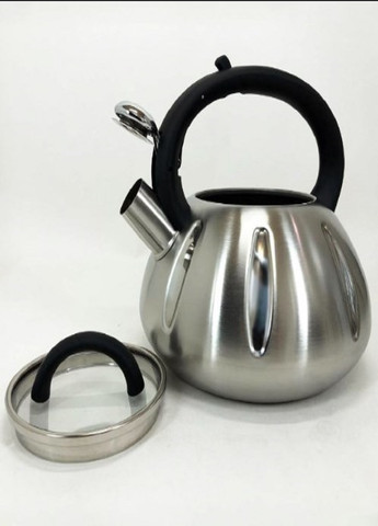 Чайник із свистком UN-5303 із нержавіючої сталі 3,0л чорний Unique (262448827)