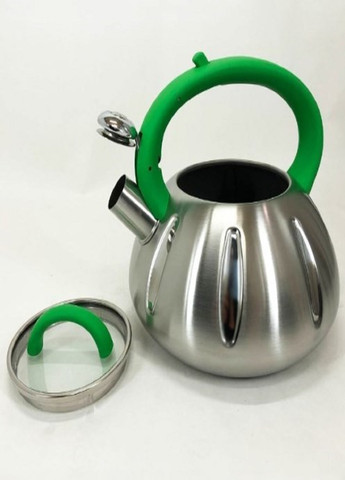 Чайник із свистком UN-5303 із нержавіючої сталі 3,0л зелений Unique (262448823)