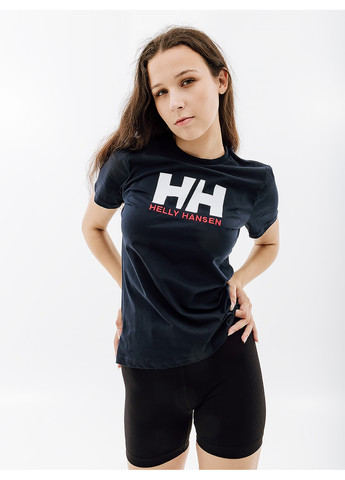 Синяя демисезон женская футболка hely hansen w hh logo t-shirt синий Helly Hansen