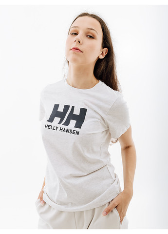 Серая демисезон женская футболка hely hansen w hh logo t-shirt серый Helly Hansen