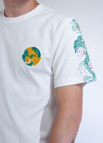 Комбинированная мужская футболка dragonpirit white No Brand