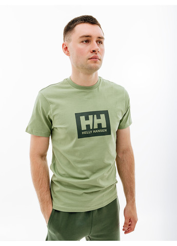 Зеленая мужская футболка hh box t зеленый Helly Hansen