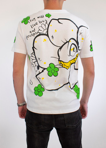 Комбинированная мужская футболка crazy flower white No Brand