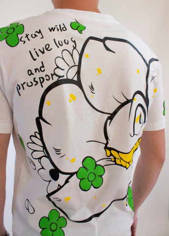 Комбинированная мужская футболка crazy flower white No Brand