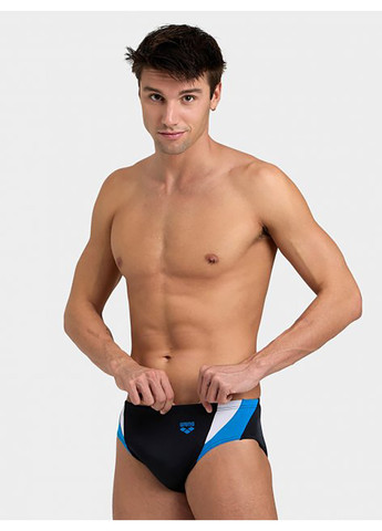 Мужские комбинированные спортивные мужские плавки-слипы swim briefs panel черный, белый, голубой Arena