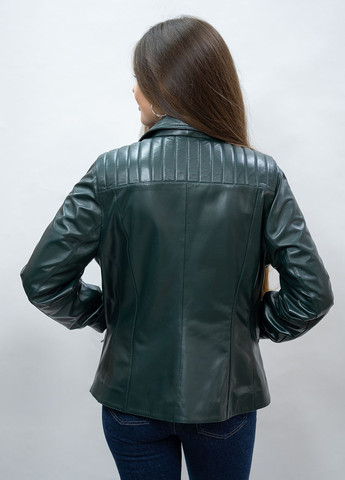 Темно-зелена демісезонна жіноча шкіряна куртка весна Fabio Monti