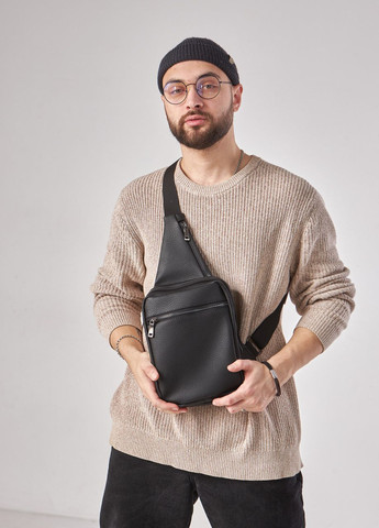 Нагрудная сумка слинг мужская из зернистой экокожи вместительная повседневная No Brand tacticaslinq (262893009)