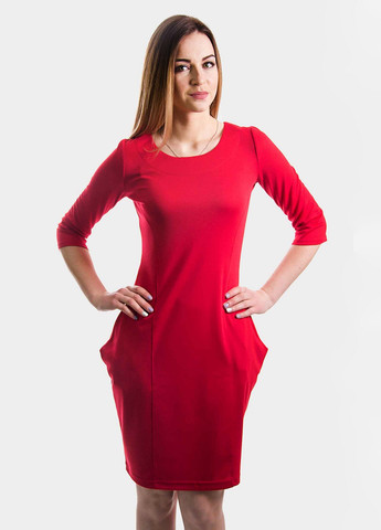 Красное кэжуал платье Meggi однотонное