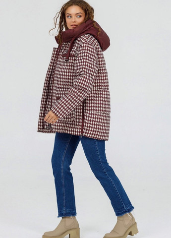 Бордовая зимняя куртка пуховик оверсайз гранат Lora