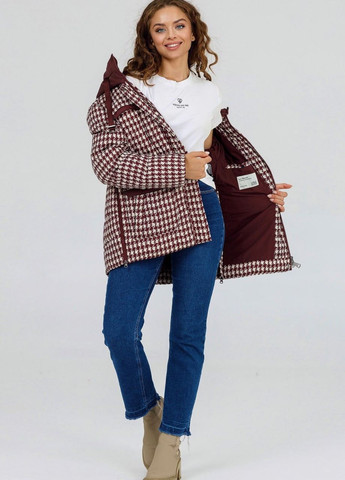 Бордовая зимняя куртка пуховик оверсайз гранат Lora