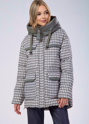 Серая зимняя куртка пуховик оверсайз серый Lora