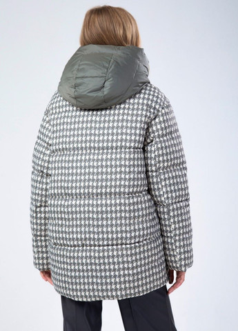 Серая зимняя куртка пуховик оверсайз серый Lora