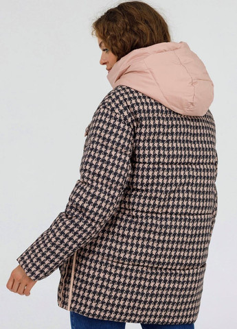 Персиковая зимняя куртка пуховик оверсайз персиковый Lora