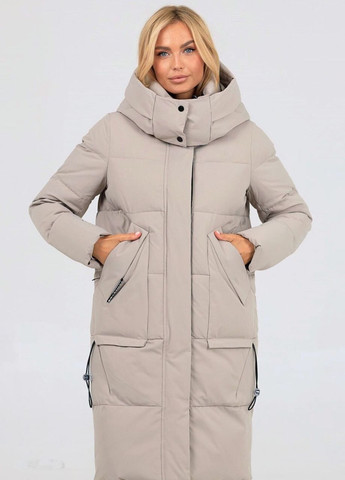 Светло-серая зимняя парк зимний женский oversize тауп Fodarlloy