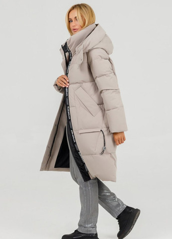 Светло-серая зимняя парк зимний женский oversize тауп Fodarlloy