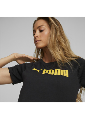 Чорна всесезон футболка fit logo training tee women Puma