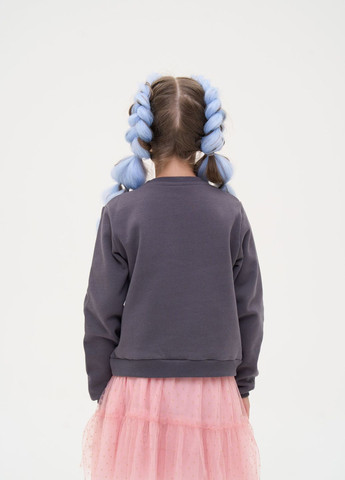 Yumster світшот утеплений із принтом "j'aime" сірий напис сірий повсякденний бавовна