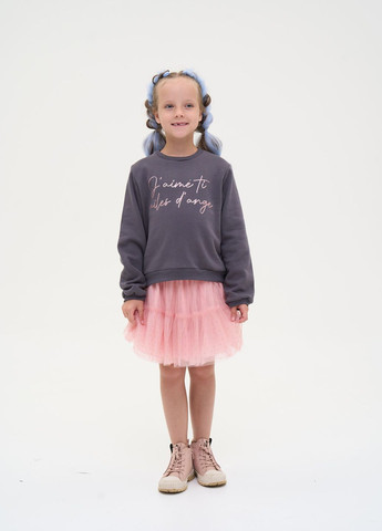 Yumster світшот утеплений із принтом "j'aime" сірий напис сірий повсякденний бавовна