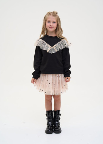 Черный демисезонный комплект для девочки черный свитшот и фатиновая юбка юбочный Yumster
