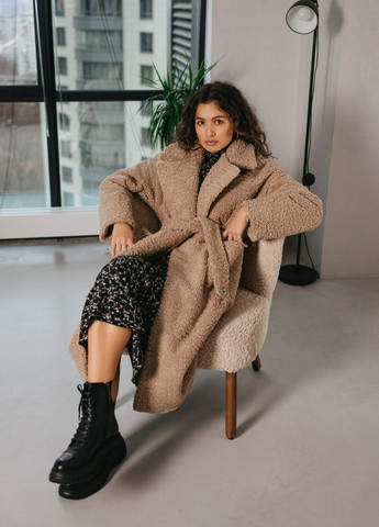 Кофейное зимнее Пальто-шуба Liton