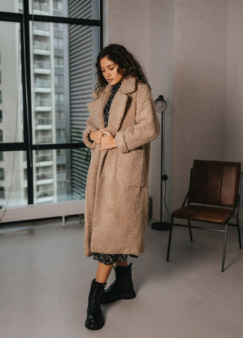 Кофейное зимнее Пальто-шуба Liton