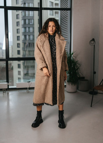 Кофейное зимнее Пальто-шуба Liton