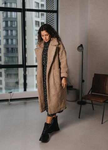 Кофейное зимнее Пальто-шуба Liton