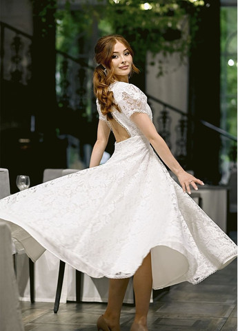 Білий вечірня плаття а-силует Annita однотонна