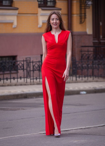 Червона вечірня плаття футляр First Woman однотонна