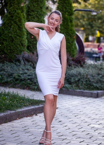 Білий ділова плаття футляр Moon однотонна